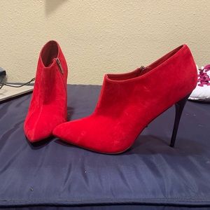 Highest heel red felt heels